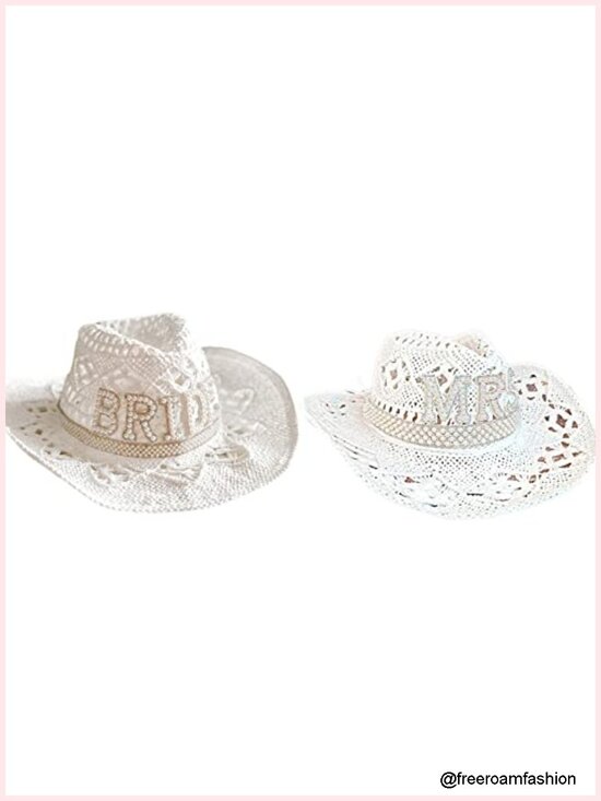 Straw Cowboy Hat with Letter Print for Wedding Themes main image 4